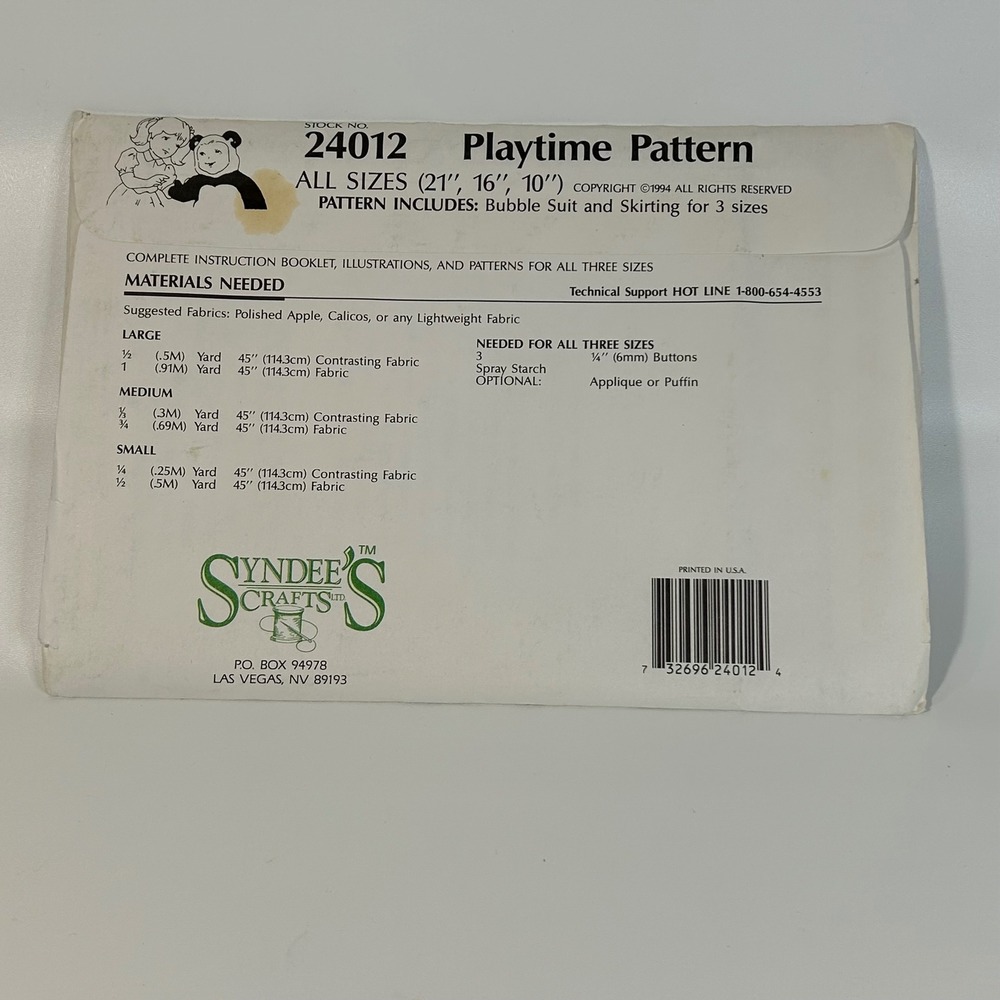 Syndee's Crafts Doll Sewing Patterns Lot 3 NIP Vintage Christening Gabby - Picture 5 of 7